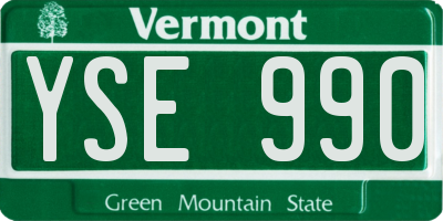 VT license plate YSE990