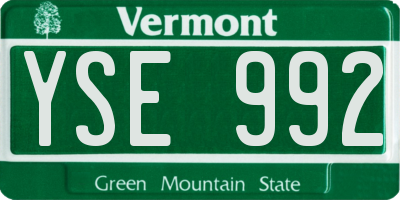 VT license plate YSE992