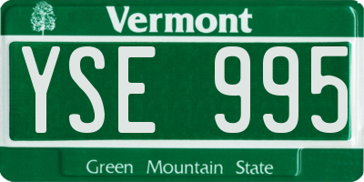 VT license plate YSE995