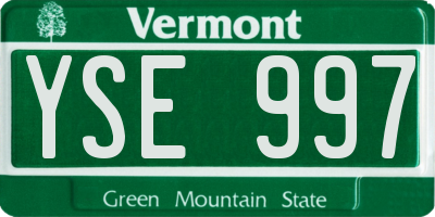 VT license plate YSE997