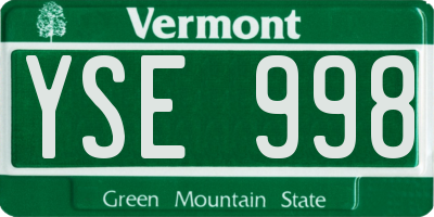 VT license plate YSE998