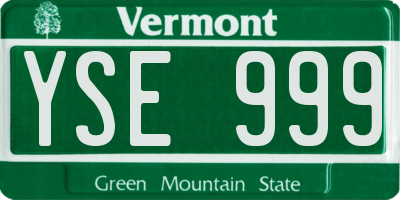 VT license plate YSE999