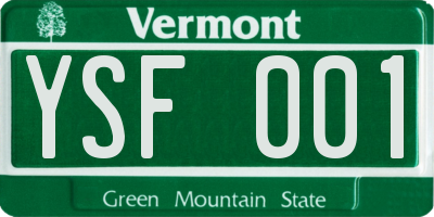 VT license plate YSF001