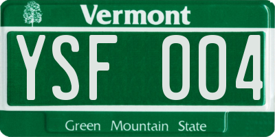VT license plate YSF004