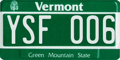 VT license plate YSF006
