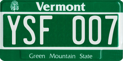 VT license plate YSF007