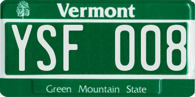 VT license plate YSF008