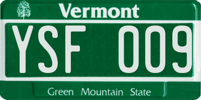 VT license plate YSF009