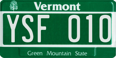 VT license plate YSF010
