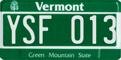 VT license plate YSF013