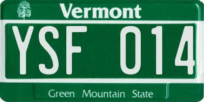 VT license plate YSF014
