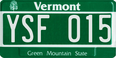 VT license plate YSF015