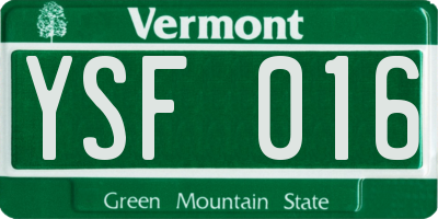 VT license plate YSF016