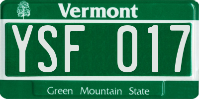 VT license plate YSF017