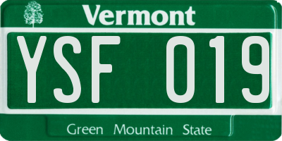 VT license plate YSF019