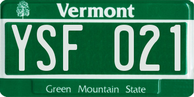 VT license plate YSF021
