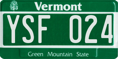 VT license plate YSF024