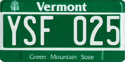 VT license plate YSF025