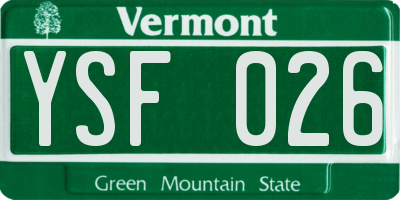 VT license plate YSF026