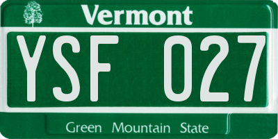 VT license plate YSF027