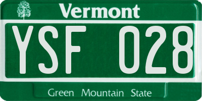 VT license plate YSF028