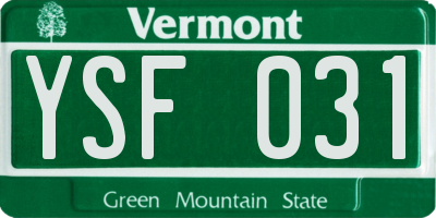VT license plate YSF031