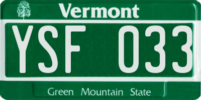 VT license plate YSF033