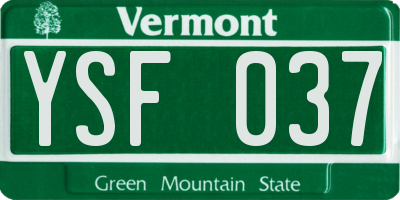 VT license plate YSF037