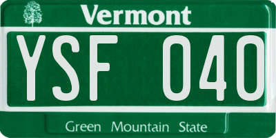 VT license plate YSF040