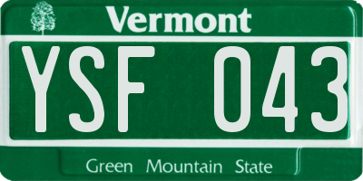 VT license plate YSF043