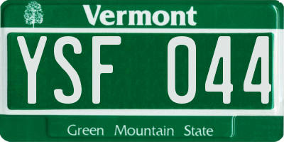 VT license plate YSF044