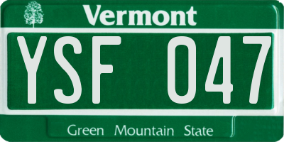 VT license plate YSF047