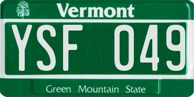 VT license plate YSF049