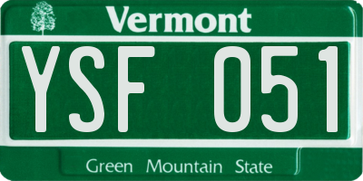 VT license plate YSF051