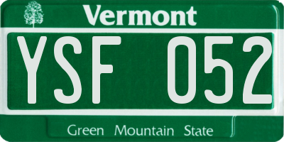 VT license plate YSF052