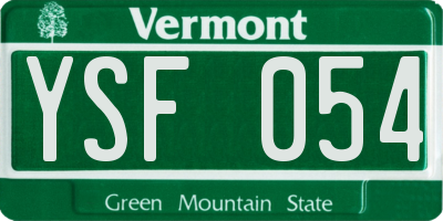 VT license plate YSF054