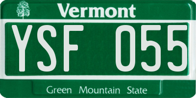 VT license plate YSF055