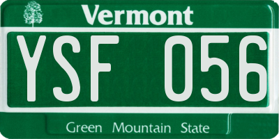 VT license plate YSF056