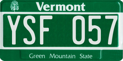 VT license plate YSF057