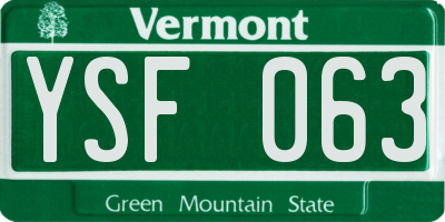 VT license plate YSF063