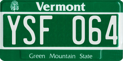 VT license plate YSF064