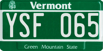 VT license plate YSF065