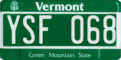 VT license plate YSF068