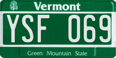 VT license plate YSF069