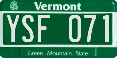 VT license plate YSF071