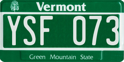 VT license plate YSF073