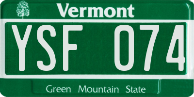 VT license plate YSF074
