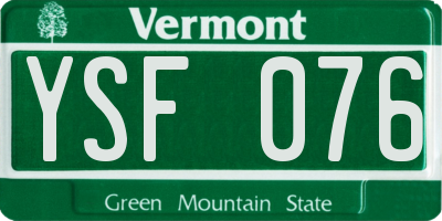 VT license plate YSF076