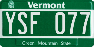 VT license plate YSF077