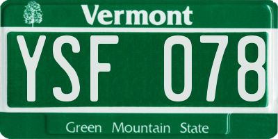 VT license plate YSF078